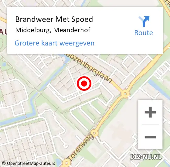 Locatie op kaart van de 112 melding: Brandweer Met Spoed Naar Middelburg, Meanderhof op 21 januari 2023 14:07