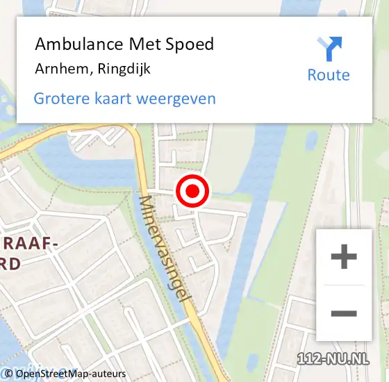 Locatie op kaart van de 112 melding: Ambulance Met Spoed Naar Arnhem, Ringdijk op 21 januari 2023 14:35