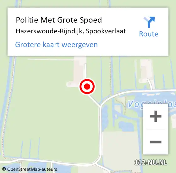 Locatie op kaart van de 112 melding: Politie Met Grote Spoed Naar Hazerswoude-Rijndijk, Spookverlaat op 21 januari 2023 14:36