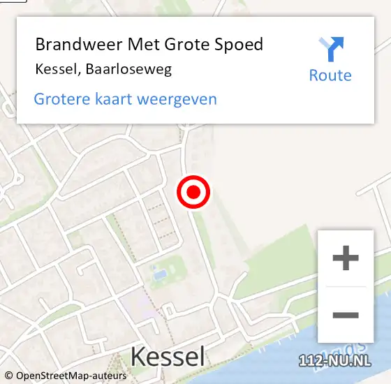 Locatie op kaart van de 112 melding: Brandweer Met Grote Spoed Naar Kessel, Baarloseweg op 21 januari 2023 14:41