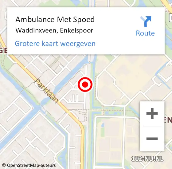 Locatie op kaart van de 112 melding: Ambulance Met Spoed Naar Waddinxveen, Enkelspoor op 21 januari 2023 14:44