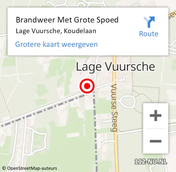 Locatie op kaart van de 112 melding: Brandweer Met Grote Spoed Naar Lage Vuursche, Koudelaan op 21 januari 2023 15:05