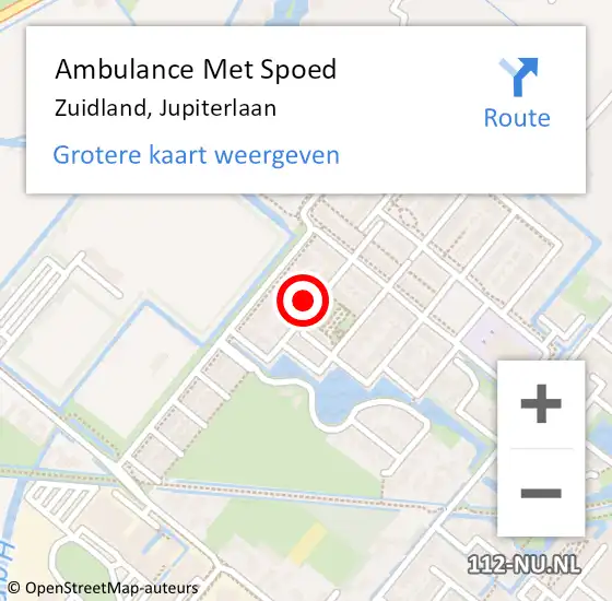 Locatie op kaart van de 112 melding: Ambulance Met Spoed Naar Zuidland, Jupiterlaan op 21 januari 2023 15:15