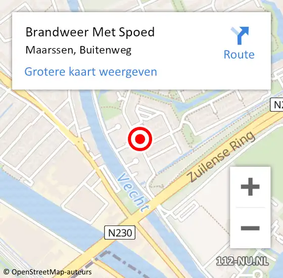 Locatie op kaart van de 112 melding: Brandweer Met Spoed Naar Maarssen, Buitenweg op 21 januari 2023 15:42