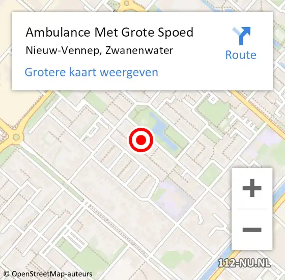 Locatie op kaart van de 112 melding: Ambulance Met Grote Spoed Naar Nieuw-Vennep, Zwanenwater op 21 januari 2023 15:44