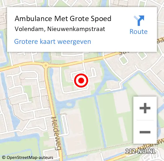 Locatie op kaart van de 112 melding: Ambulance Met Grote Spoed Naar Volendam, Nieuwenkampstraat op 12 augustus 2014 23:12