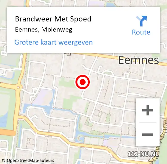 Locatie op kaart van de 112 melding: Brandweer Met Spoed Naar Eemnes, Molenweg op 21 januari 2023 16:20