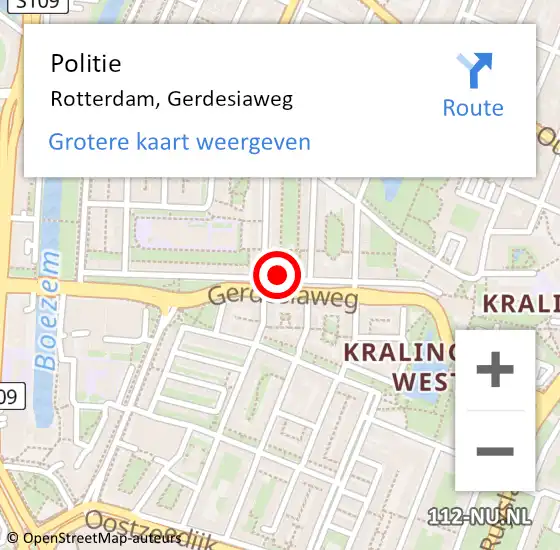 Locatie op kaart van de 112 melding: Politie Rotterdam, Gerdesiaweg op 21 januari 2023 16:23