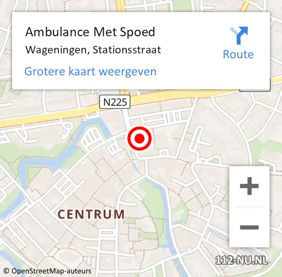 Locatie op kaart van de 112 melding: Ambulance Met Spoed Naar Wageningen, Stationsstraat op 21 januari 2023 16:51