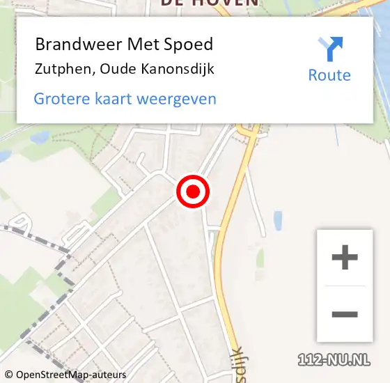 Locatie op kaart van de 112 melding: Brandweer Met Spoed Naar Zutphen, Oude Kanonsdijk op 21 januari 2023 17:10