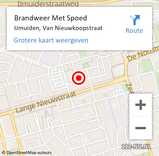 Locatie op kaart van de 112 melding: Brandweer Met Spoed Naar IJmuiden, Van Nieuwkoopstraat op 21 januari 2023 17:27