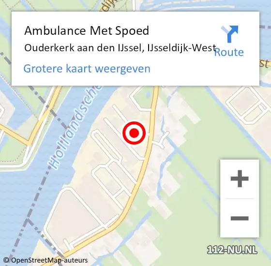 Locatie op kaart van de 112 melding: Ambulance Met Spoed Naar Ouderkerk aan den IJssel, IJsseldijk-West op 21 januari 2023 17:28