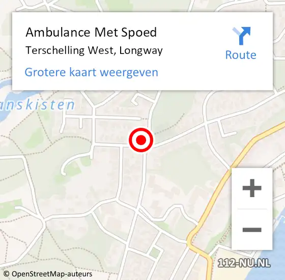 Locatie op kaart van de 112 melding: Ambulance Met Spoed Naar Terschelling West, Longway op 12 augustus 2014 23:38