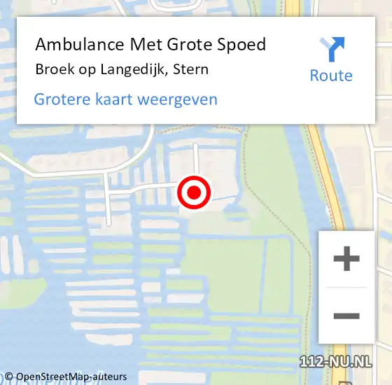 Locatie op kaart van de 112 melding: Ambulance Met Grote Spoed Naar Broek op Langedijk, Stern op 21 januari 2023 17:44