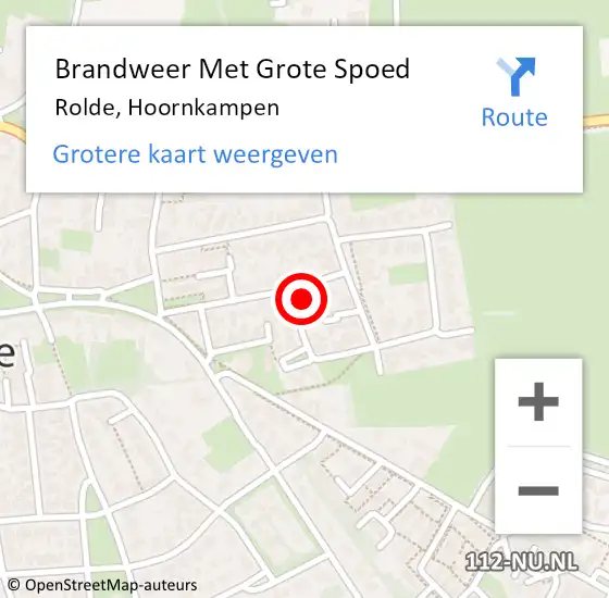 Locatie op kaart van de 112 melding: Brandweer Met Grote Spoed Naar Rolde, Hoornkampen op 12 augustus 2014 23:44