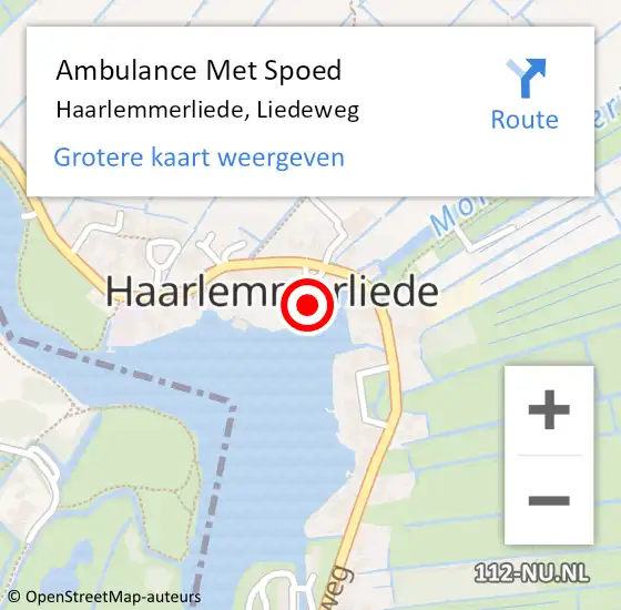 Locatie op kaart van de 112 melding: Ambulance Met Spoed Naar Haarlemmerliede, Liedeweg op 21 januari 2023 17:51