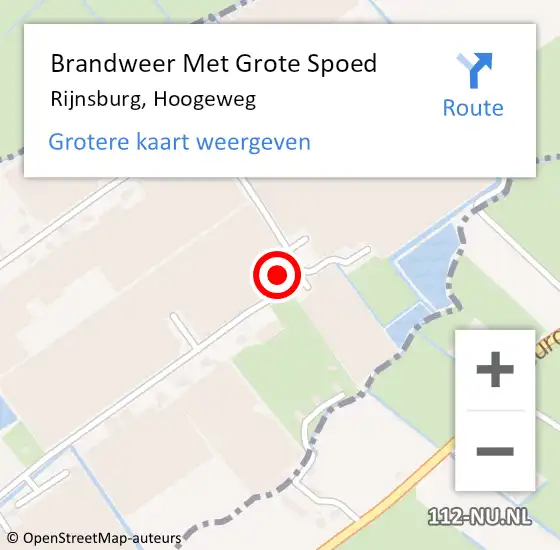 Locatie op kaart van de 112 melding: Brandweer Met Grote Spoed Naar Rijnsburg, Hoogeweg op 21 januari 2023 17:59