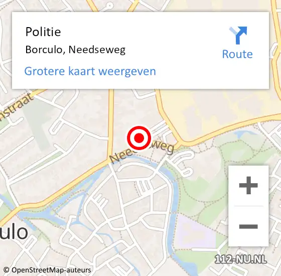 Locatie op kaart van de 112 melding: Politie Borculo, Needseweg op 21 januari 2023 18:02