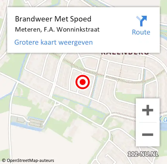 Locatie op kaart van de 112 melding: Brandweer Met Spoed Naar Meteren, F.A. Wonninkstraat op 21 januari 2023 18:05