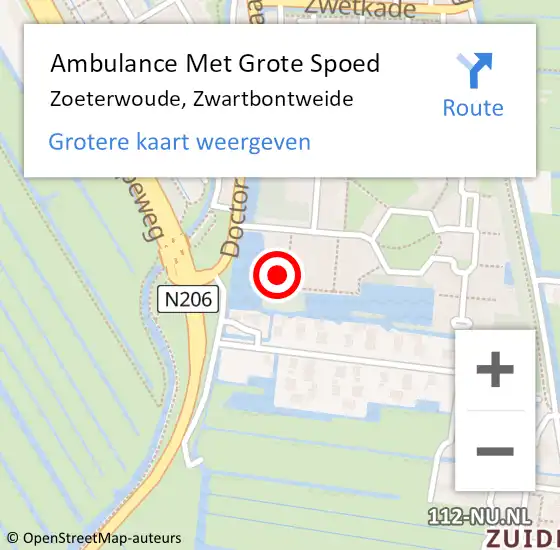 Locatie op kaart van de 112 melding: Ambulance Met Grote Spoed Naar Zoeterwoude, Zwartbontweide op 21 januari 2023 18:06