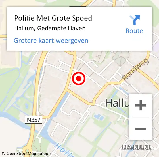 Locatie op kaart van de 112 melding: Politie Met Grote Spoed Naar Hallum, Gedempte Haven op 21 januari 2023 18:23