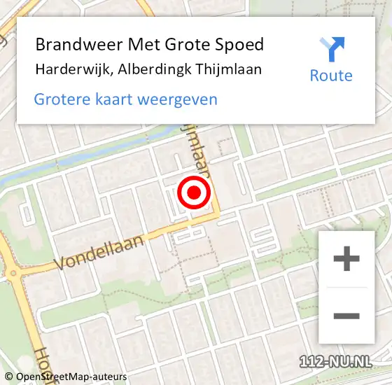 Locatie op kaart van de 112 melding: Brandweer Met Grote Spoed Naar Harderwijk, Alberdingk Thijmlaan op 21 januari 2023 18:27