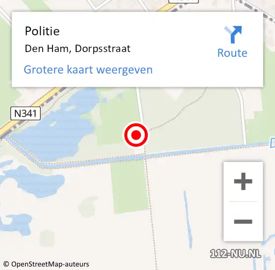 Locatie op kaart van de 112 melding: Politie Den Ham, Dorpsstraat op 21 januari 2023 18:33