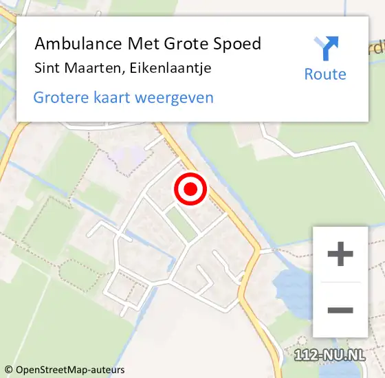 Locatie op kaart van de 112 melding: Ambulance Met Grote Spoed Naar Sint Maarten, Eikenlaantje op 21 januari 2023 18:40