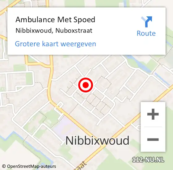 Locatie op kaart van de 112 melding: Ambulance Met Spoed Naar Nibbixwoud, Nuboxstraat op 21 januari 2023 18:55