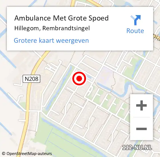 Locatie op kaart van de 112 melding: Ambulance Met Grote Spoed Naar Hillegom, Rembrandtsingel op 21 januari 2023 19:02