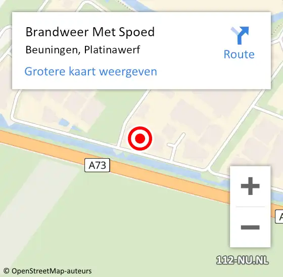 Locatie op kaart van de 112 melding: Brandweer Met Spoed Naar Beuningen, Platinawerf op 21 januari 2023 19:24