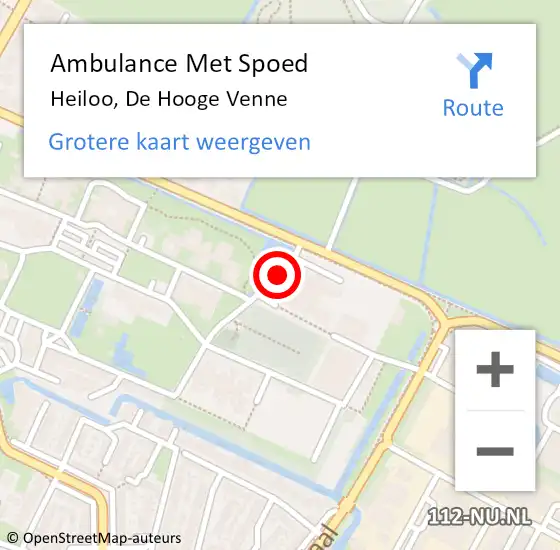 Locatie op kaart van de 112 melding: Ambulance Met Spoed Naar Heiloo, De Hooge Venne op 21 januari 2023 19:26