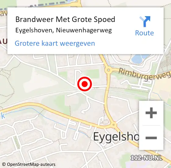 Locatie op kaart van de 112 melding: Brandweer Met Grote Spoed Naar Eygelshoven, Nieuwenhagerweg op 21 januari 2023 19:33
