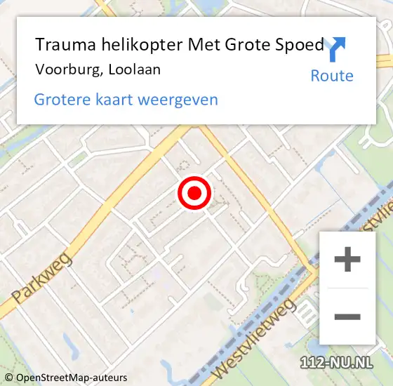 Locatie op kaart van de 112 melding: Trauma helikopter Met Grote Spoed Naar Voorburg, Loolaan op 21 januari 2023 19:34