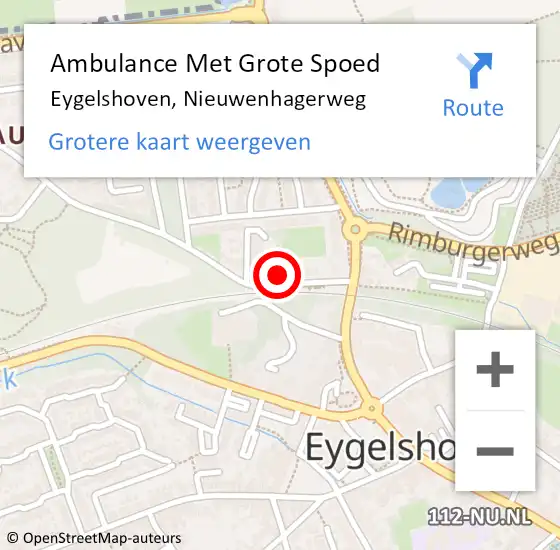 Locatie op kaart van de 112 melding: Ambulance Met Grote Spoed Naar Eygelshoven, Nieuwenhagerweg op 21 januari 2023 19:37