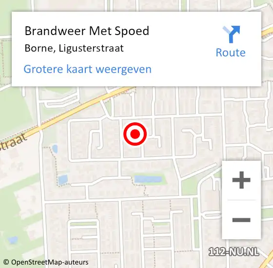 Locatie op kaart van de 112 melding: Brandweer Met Spoed Naar Borne, Ligusterstraat op 21 januari 2023 19:45