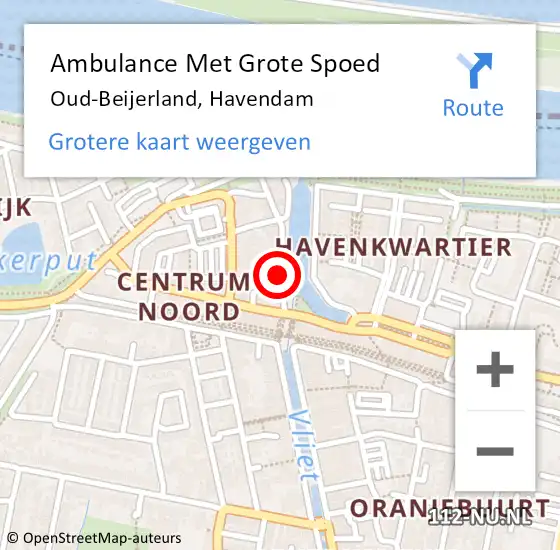 Locatie op kaart van de 112 melding: Ambulance Met Grote Spoed Naar Oud-Beijerland, Havendam op 21 januari 2023 20:11