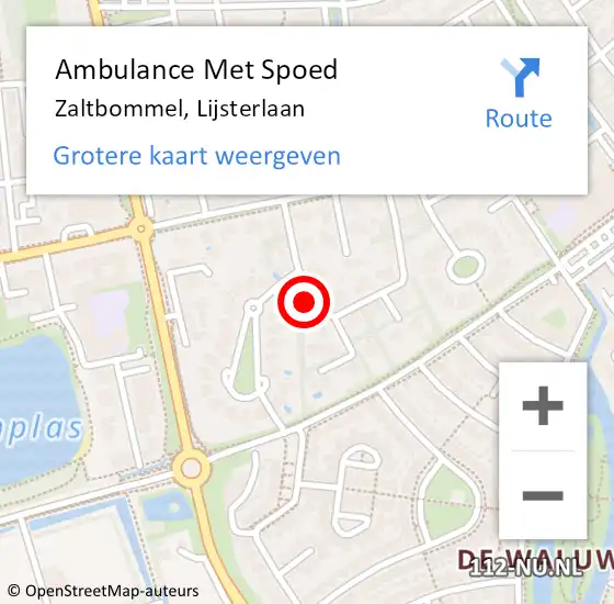 Locatie op kaart van de 112 melding: Ambulance Met Spoed Naar Zaltbommel, Lijsterlaan op 21 januari 2023 20:42