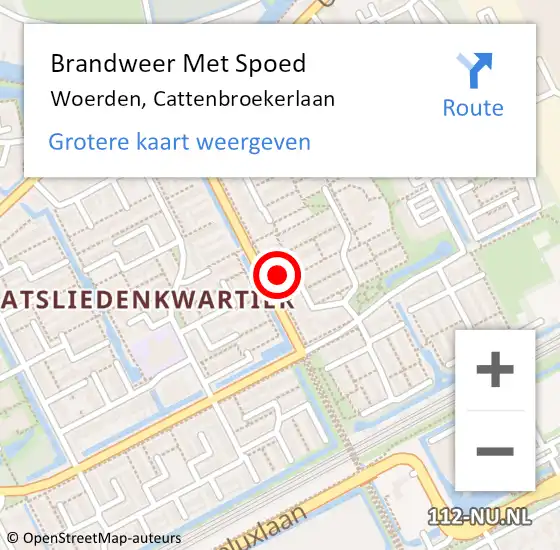 Locatie op kaart van de 112 melding: Brandweer Met Spoed Naar Woerden, Cattenbroekerlaan op 21 januari 2023 21:17