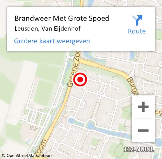 Locatie op kaart van de 112 melding: Brandweer Met Grote Spoed Naar Leusden, Van Eijdenhof op 21 januari 2023 21:38