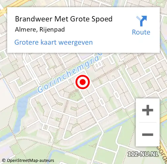 Locatie op kaart van de 112 melding: Brandweer Met Grote Spoed Naar Almere, Rijenpad op 21 januari 2023 21:46