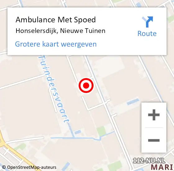 Locatie op kaart van de 112 melding: Ambulance Met Spoed Naar Honselersdijk, Nieuwe Tuinen op 21 januari 2023 21:51