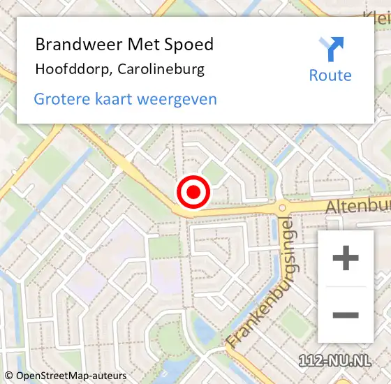 Locatie op kaart van de 112 melding: Brandweer Met Spoed Naar Hoofddorp, Carolineburg op 21 januari 2023 22:18