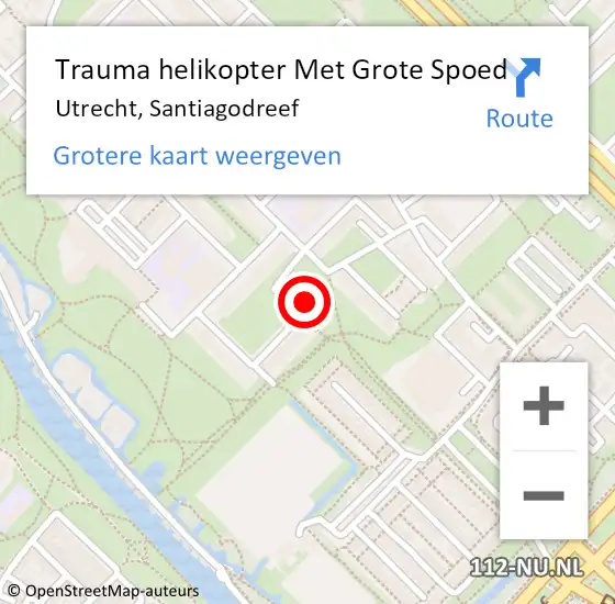 Locatie op kaart van de 112 melding: Trauma helikopter Met Grote Spoed Naar Utrecht, Santiagodreef op 21 januari 2023 22:42