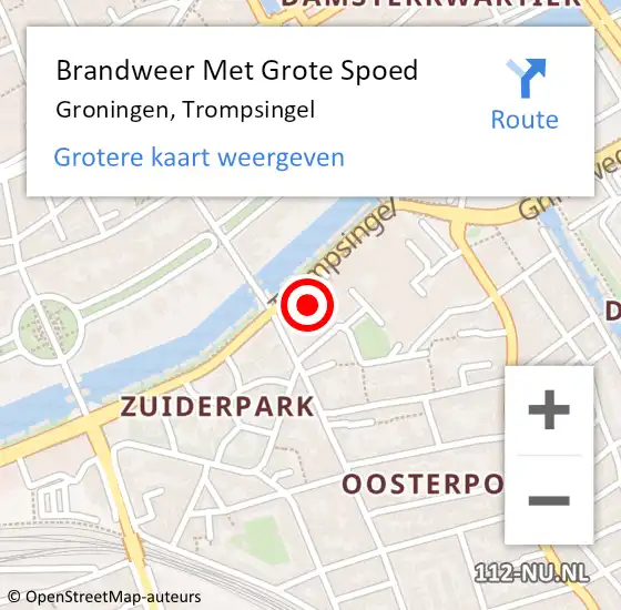 Locatie op kaart van de 112 melding: Brandweer Met Grote Spoed Naar Groningen, Trompsingel op 21 januari 2023 23:02