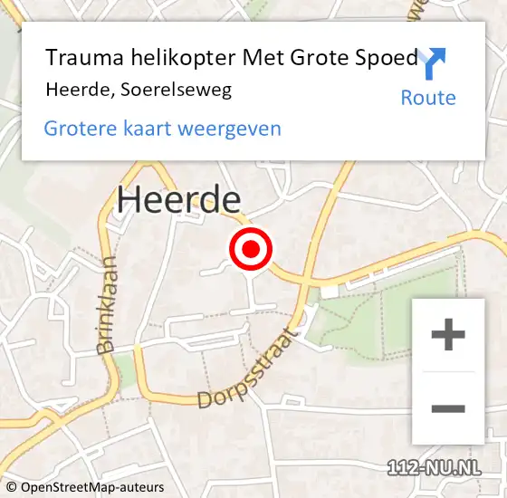 Locatie op kaart van de 112 melding: Trauma helikopter Met Grote Spoed Naar Heerde, Soerelseweg op 21 januari 2023 23:09