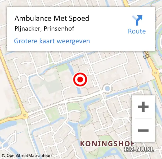 Locatie op kaart van de 112 melding: Ambulance Met Spoed Naar Pijnacker, Prinsenhof op 21 januari 2023 23:10