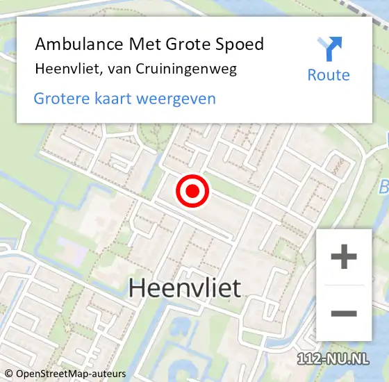 Locatie op kaart van de 112 melding: Ambulance Met Grote Spoed Naar Heenvliet, van Cruiningenweg op 21 januari 2023 23:24