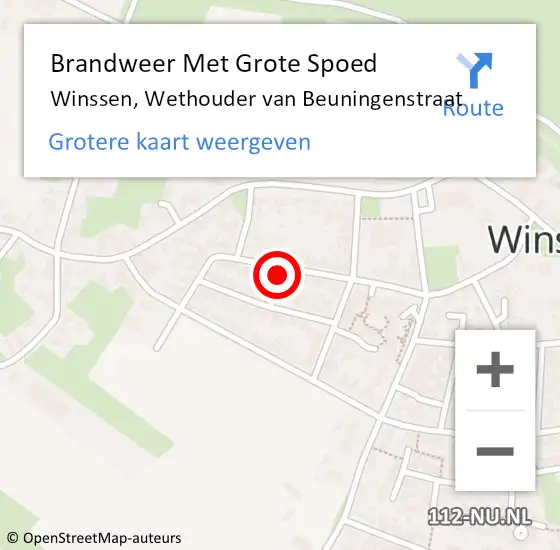 Locatie op kaart van de 112 melding: Brandweer Met Grote Spoed Naar Winssen, Wethouder van Beuningenstraat op 21 januari 2023 23:56