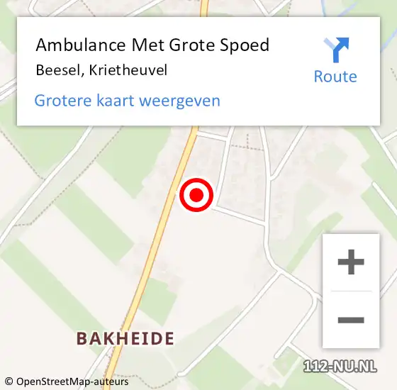 Locatie op kaart van de 112 melding: Ambulance Met Grote Spoed Naar Beesel, Krietheuvel op 21 januari 2023 23:57